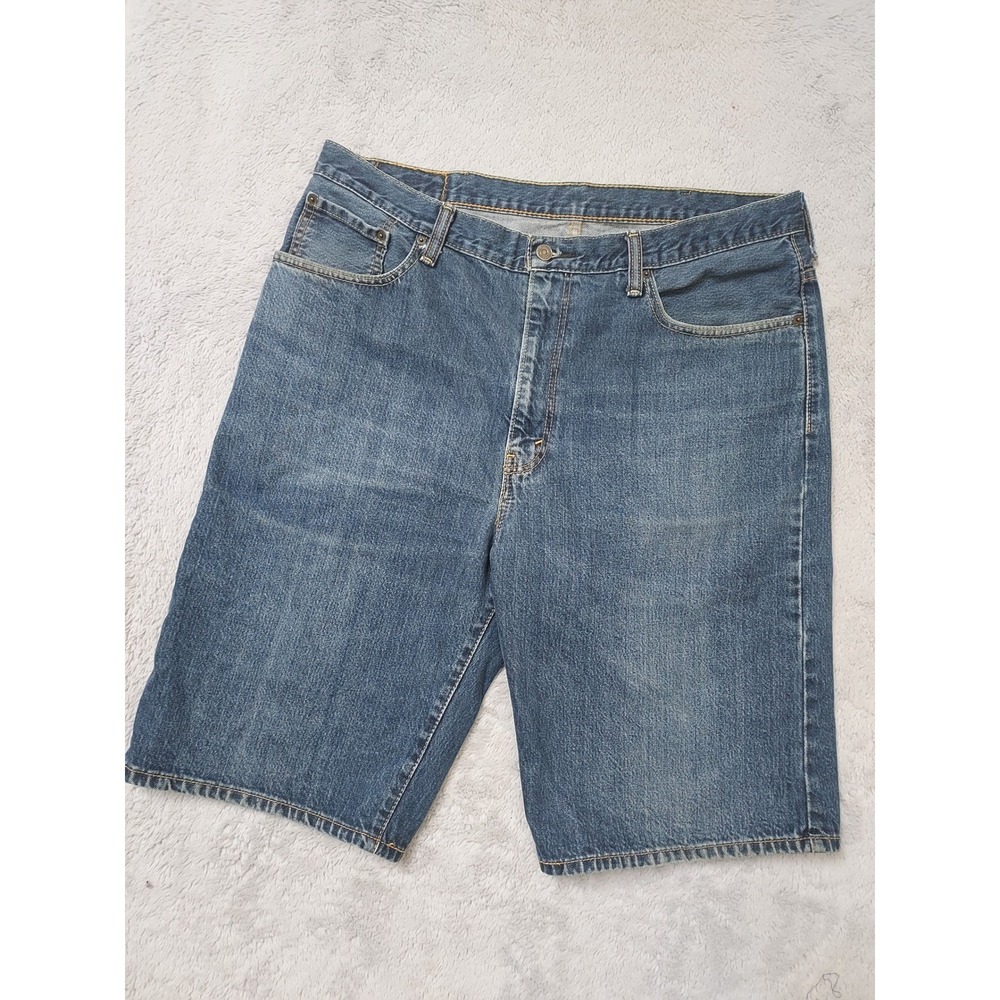 Levis Jean Shorts Mens 38 569 Baggy Skater Grunge Denim Blue Faded Jorts FLAW